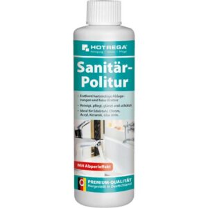 HOTREGA Sanitär-Politur 250 ml, Abperleffekt für Edelstahl, Chrom, Keramik, Acryl, Glas