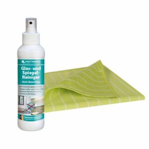 HOTREGA Glas- und Spiegel-Reiniger Anti-Beschlag 250 ml inkl. Glaspoliertuch, Glasreinigung, streifenfrei
