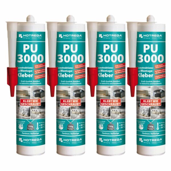 HOTREGA PU-3000 Konstruktions- und Montagekleber 4x 310ml, Kraftkleber, Einkomponentenkleber, Schnellkleber – Bild 2