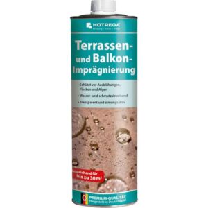 HOTREGA Terrassen Balkon Imprägnierung 1 Liter für saugfähige Natur- und Kunststeine