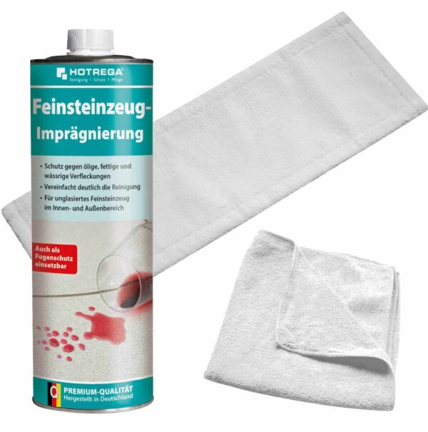 HOTREGA Feinsteinzeug Imprägnierung 1L SET + Microfasermopp 40 cm + Microfasertuch 40 x 40 cm – Bild 2