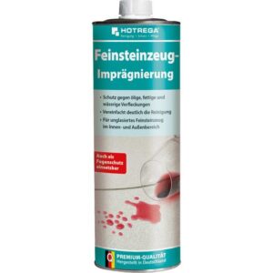HOTREGA Feinsteinzeug Imprägnierung 1 Liter - für Innenbereich und Außenbereich, Schutz gegen ölige, fettige und wässrige Verfleckungen