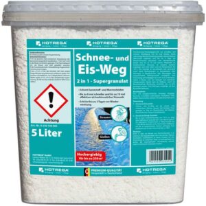 HOTREGA Schnee und Eis Weg 2in1 - Supergranulat 5L - Taumittel, Auftaugranulat, Streumittel, Auftausalz - Bis zu 250 m²