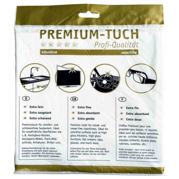 HOTREGA Premium-Tuch sensitive 40x40cm, Reinigungstuch, Poliertuch, Microfasertuch, saugstark – Bild 2