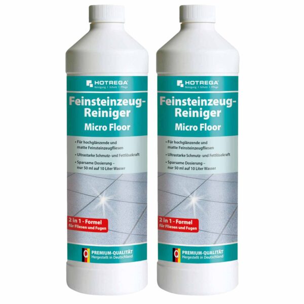 HOTREGA Feinsteinzeug Reiniger Micro Floor 1l - intensive Reinigung und Pflege für Feinsteinzeugfliesen – Bild 2