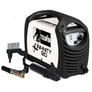 Telwin Elements INFINITY 120 Elektroden Schweißgerät DC Gleichstrom 10 - 80 A, 230 V, Set inkl. Elektrodenhalter und Masseanschlussgarnitur