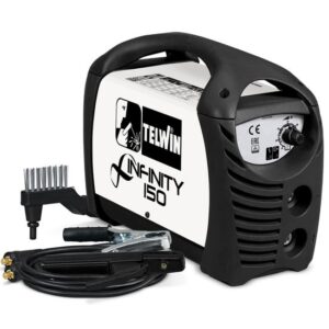 Telwin Elements INFINITY 150 Elektroden Schweißgerät DC Gleichstrom 10 - 130 A, 230 V, Set inkl. Elektrodenhalter und Masseanschlussgarnitur