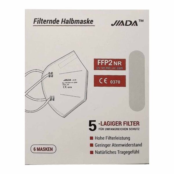 JIADA Atemschutzmaske FFP2 Mund-Nasen-Schutz 6 Stück, Schutzmaske, Atemmasken, Faltmaske, einzeln verpackt – Bild 2