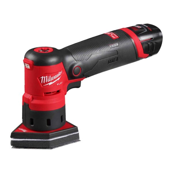 Milwaukee Akku-Punktschleifer M12 FUEL FDSS-422X, Exzenterschleifer mit pentaförmigem Schleifteller, 12V, 4Ah 2 Ah – Bild 2