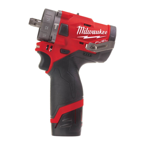 Milwaukee Akku-Schlagbohrschrauber M12 FPDXKIT-202X FUEL 12V abnehmbares Bohrfutter-System, Winkel-, und Exzenter-Vorsatz – Bild 2