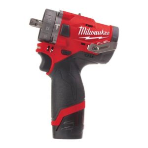 Milwaukee Akku-Schlagbohrschrauber M12 FPDXKIT-202X FUEL 12V abnehmbares Bohrfutter-System, Winkel-, und Exzenter-Vorsatz