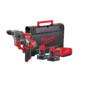 Milwaukee Akku-Schlagbohrschrauber & Bohrhammer-Set inkl. Akkus und Ladegerät M12 FPP2B-402X 12V 4Ah