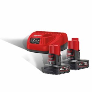 Milwaukee Akku-Starterset M12 NRG-402 12V 4.0Ah, 2 Akkus, Batterie, Ladegerät, Charger, Ladestation