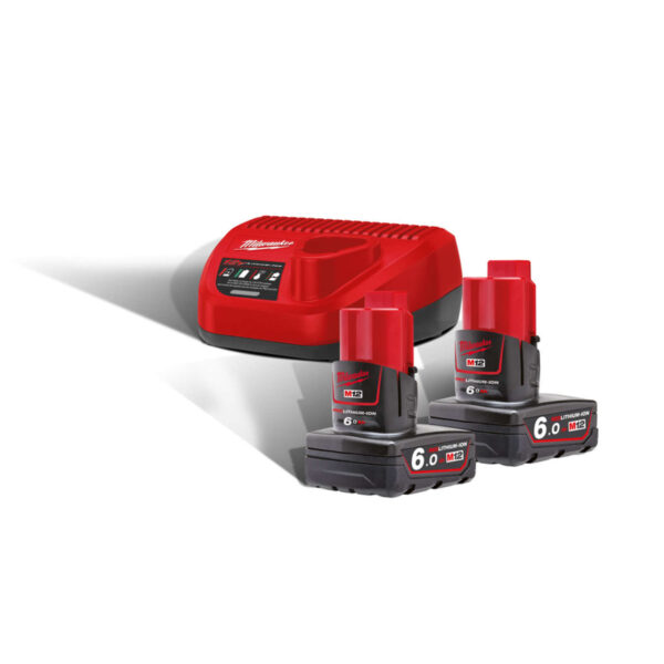 Milwaukee Akku-Starterset M12 NRG-602 12V 6.0Ah, 2 Akkus, Batterie, Ladegerät, Charger, Ladestation – Bild 2