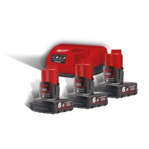 Milwaukee Akku-Starterset M12 NRG-603 12V 6.0Ah, 3 Akkus, Batterie, Ladegerät, Charger, Ladestation