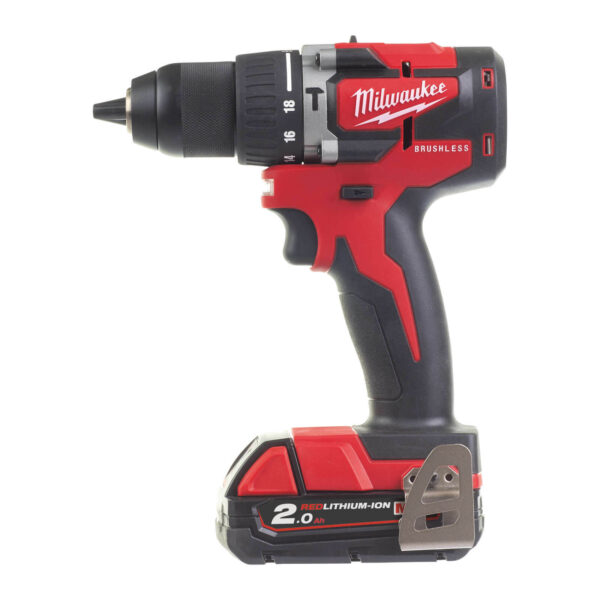 Milwaukee Akku-Kompakt-Schlagbohrschrauber M18 CBLPD-202C 18V 60 Nm Drehmoment 13-mm-Schnellspannbohrfutter – Bild 2