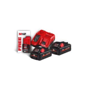Milwaukee Akku-Starterset M18 NRG-302 18V 3.0Ah, 2 Akkus + Schnellladegerät, Batterie,  Charger, Ladestation