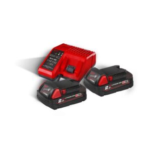 Milwaukee Akku-Starterset M18 NRG-202 18V 2.0Ah, 2 Akkus + Schnellladegerät, Batterie,  Charger, Ladestation
