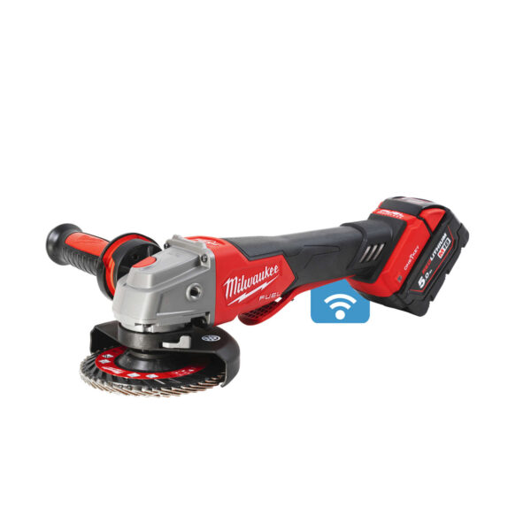Milwaukee Akku-Winkelschleifer, Trennschleifer 18V ONE Ø 125mm inkl. 2x 5Ah Akku – Bild 2