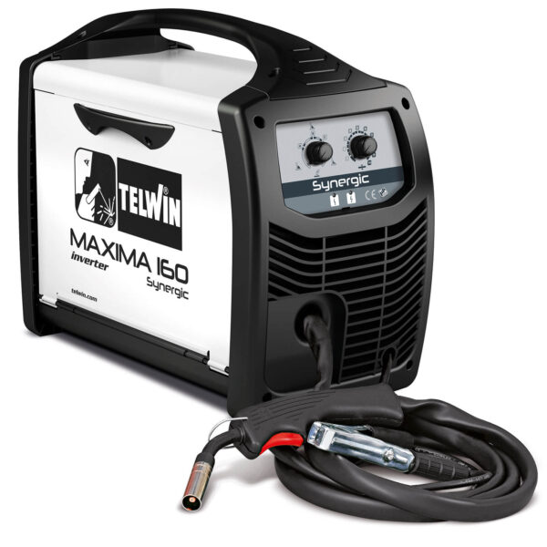 Telwin Elements MAXIMA 160 SYNERGIC Schutzgas Schweißgerät zum MIG MAG Schweißen mit 20-150A, 230 V, Set inkl. Schlauchpaket und Schweißgarnitur – Bild 2