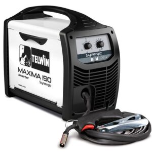 Telwin Elements MAXIMA 190 SYNERGIC Schutzgas Schweißgerät zum MIG MAG Schweißen mit 20-170A, 230 V, Set inkl. Schlauchpaket und Schweißgarnitur