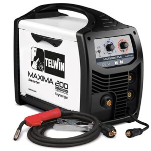 Telwin Elements MAXIMA 200 Multiprozess SYNERGIC Schutzgas Schweißgerät MIG/MAG WIG MMA Fülldraht 20-170A, 230 V, Set inkl. Schlauchpaket und Schweißgarnitur