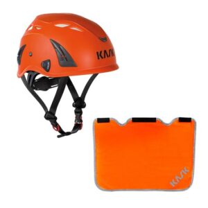 KASK Schutzhelm, Industriekletterhelm Plasma AQ- Arbeitsschutzhelm, Drehrad + Nackenschutz orange mit BG Bau Förderung