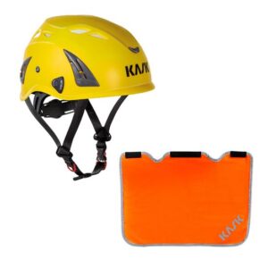 KASK Schutzhelm, Industriekletterhelm Plasma AQ- Arbeitsschutzhelm, Drehrad + Nackenschutz orange mit BG Bau Förderung