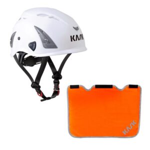 KASK Schutzhelm, Industriekletterhelm Plasma AQ- Arbeitsschutzhelm, Drehrad + Nackenschutz orange mit BG Bau Förderung