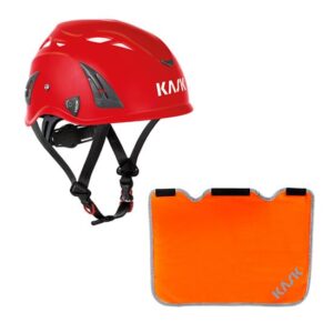 KASK Schutzhelm, Industriekletterhelm Plasma AQ- Arbeitsschutzhelm, Drehrad + Nackenschutz orange mit BG Bau Förderung