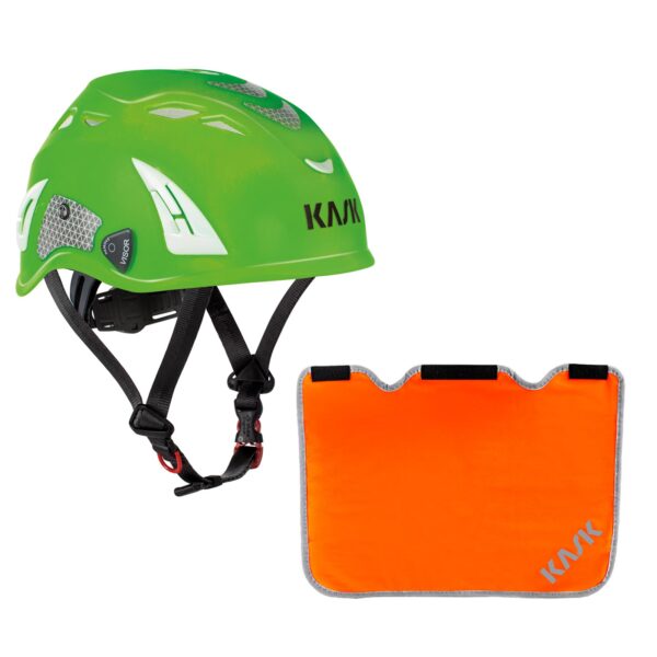 KASK Schutzhelm, Bergsteigerhelm, Industriekletterhelm Plasma HI VIZ Reflexstreifen, EN 397 + Nackenschutz orange für BG Bau Förderung – Bild 2