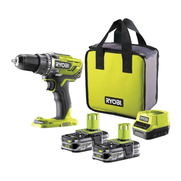 RYOBI Akku-Bohrschrauber R18DD3-215S ONE+ Akkuschrauber, Bohrmaschine, Drehmoment 50Nm, 18V 1,5Ah – Bild 2