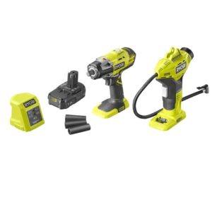 RYOBI Reifenwechsel-Set Akku-Schlagschrauber + Kompressor R18IWPI-115G 18V 1,5Ah