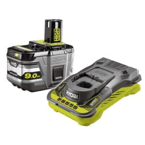 RYOBI Akku-Starterset RC18150-250, Ersatzakku mit Schnellladegerät, mit Ladestandsanzeige, 18V, 9Ah