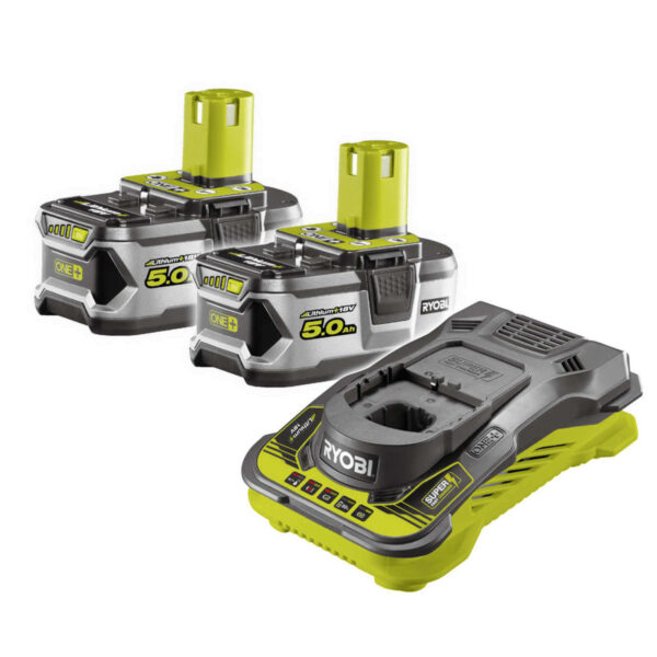 RYOBI Akku-Starterset RC18150-250, Ersatzakku mit Schnellladegerät, mit Ladestandsanzeige, 18V, 5Ah – Bild 2