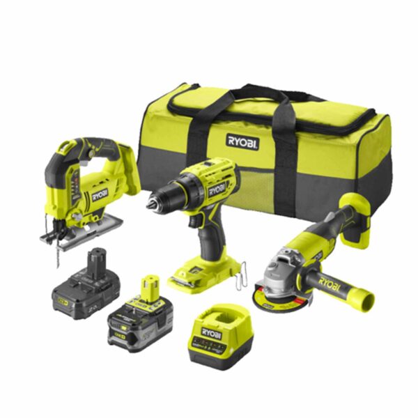 RYOBI Akku-Kombo-Set RCK183A-242S Akkuschrauber, Stichsäge, Winkelschleifer, inkl. Akku und Ladegerät, 18V – Bild 2