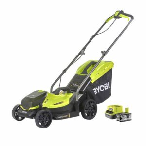 RYOBI Akku-Rasenmäher RLM18X33B40 18V 4Ah, 33cm Schnittbreite, Akku-Mulchgerät, Schnitthöhenverstellung