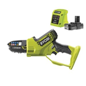 RYOBI Akku-Kettensäge RY18PSX10A-120 18V 2Ah, Akku-Säge, Einhand-Kettensäge 10cm, Brushless Motor, ONE+
