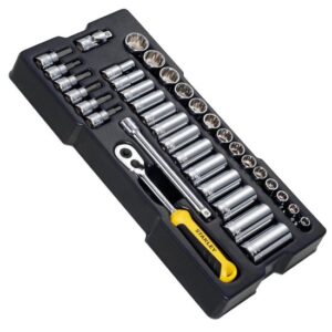 STANLEY STMT1-74174 TransModul 3/8 Zoll Steckschlüssel und Zubehör Set 36-teilig - Teil des Werkstattwagen System, aus hochwertigem Chrom-Vanadium Stahl