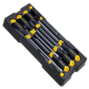 STANLEY STMT1-74181 TransModul Schraubendreher Cushiongrip Set 8-teilig - Teil des Werkstattwagen System, aus hochwertigem Chrom-Vanadium Stahl
