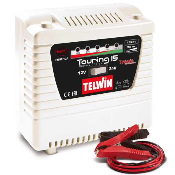 Telwin Elements TOURING 15 Autobatterie Ladegerät für 12V/24V Batterien, Ladestrom bis zu 9 A, Kapazität bis zu 115 Ah – Bild 2