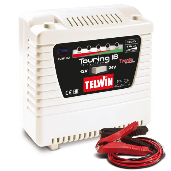 Telwin Elements TOURING 18 Autobatterie Ladegerät für 12V/24V Batterien, Ladestrom bis zu 13 A, Kapazität bis zu 180 Ah – Bild 2