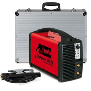 TELWIN Technology 236 HD WIG-Schweißgerät und Elektroden-Schweißgerät mit DC-Inverter, im Set inkl. Alu-Transportkoffer, Schweißgarnitur und Schlackehammer