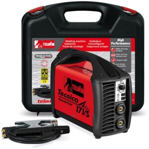TELWIN Tecnica 171/S Elektrodenschweißgerät und WIG-Schweißgerät mit DC Inverter-Technik, Set inkl. Transportkoffer, Anschlussgarnitur und Massekabel