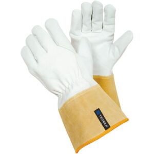 TEGERA Schweisserhandschuhe Typ 126 Ideal für Präzisionsarbeiten - Hitzebeständig - Gummizug am Handgelenk, Verstärkte Kevlarnähte - Gr. 10