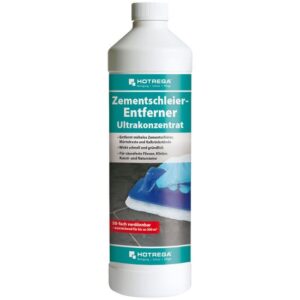 HOTREGA Zementschleier Entferner Ultrakonzentrat 1 L, Reinigungs-Konzentrat, Steinreiniger, saurer Reiniger, Grundreiniger, Fliesenreiniger
