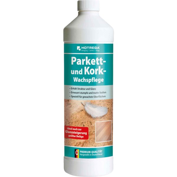 HOTREGA Parkett & Kork Wachspflege 1L - Parkettpflege Parkettwachs Pflegemittel – Bild 2