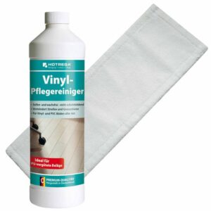 HOTREGA PU-Reiniger - Vinyl Pflegereiniger 1L + Microfasermopp 40 cm - PU Reiniger, PUR, Designbelag, Gummi-, Kautschuk-, Polyolefinböden