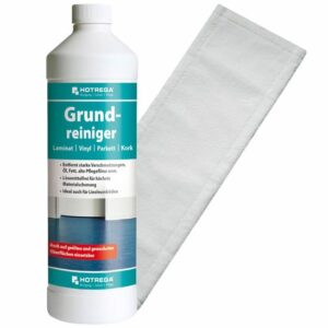 HOTREGA Grundreiniger Laminat Parkett Kork 1 Liter SET + Microfasermopp 40 cm