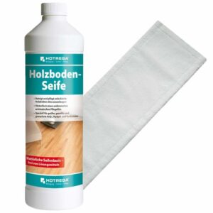 HOTREGA Holzboden Seife 1 Liter + Microfasermopp, Holzboden Reinigung und Pflege